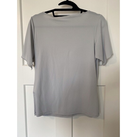 Tahari Cold Shoulder Lightweight Gray Top Womens Small Short  Sleeve - Picture 8 of 8